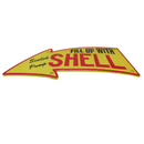 Cast Iron Fill Up With Shell Curved Arrow Sign Wall Plaque Garage Petrol Logo