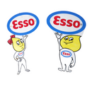 Cast Iron Esso Man Boy&Girl Lady Plaque Sign Oil  Hand Painted Pair Wall Garage