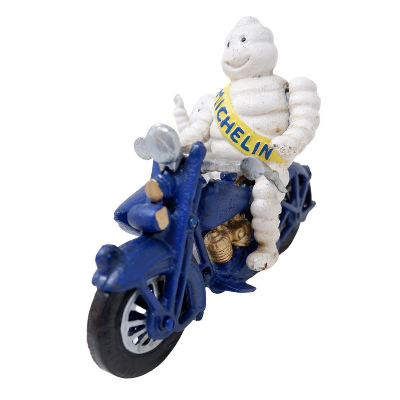 Cast Iron Michelin Man On Motorbike & Sidecar Statue Mascot Figure Bike Figurine