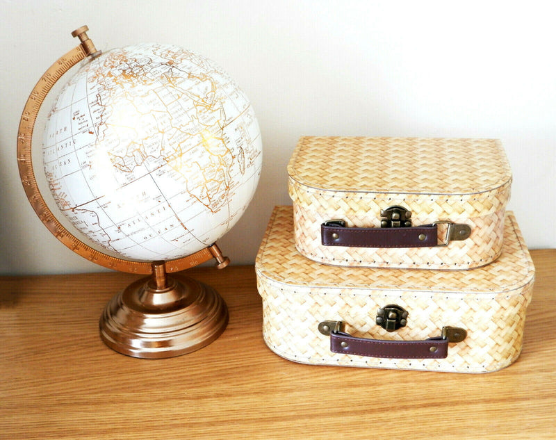 Sass and Belle Decorative Rattan Print Suitcase Small Storage Room Xmas Kids