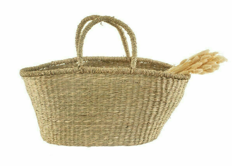 Sass & Belle Woven Seagrass Bag with Handles Reusable Shopping Bag Gift Basket