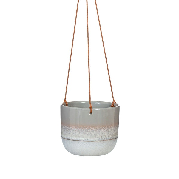 Sass & Belle Mojave Grey Hanging Planter Rustic Texture Indoor Garden