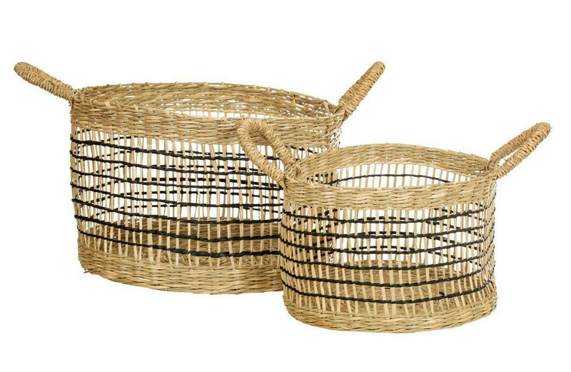 SASS & BELLE SET OF 2 SEAGRASS OPEN WEAVE STORAGE BASKETS - TOYS MAKEUP HOME