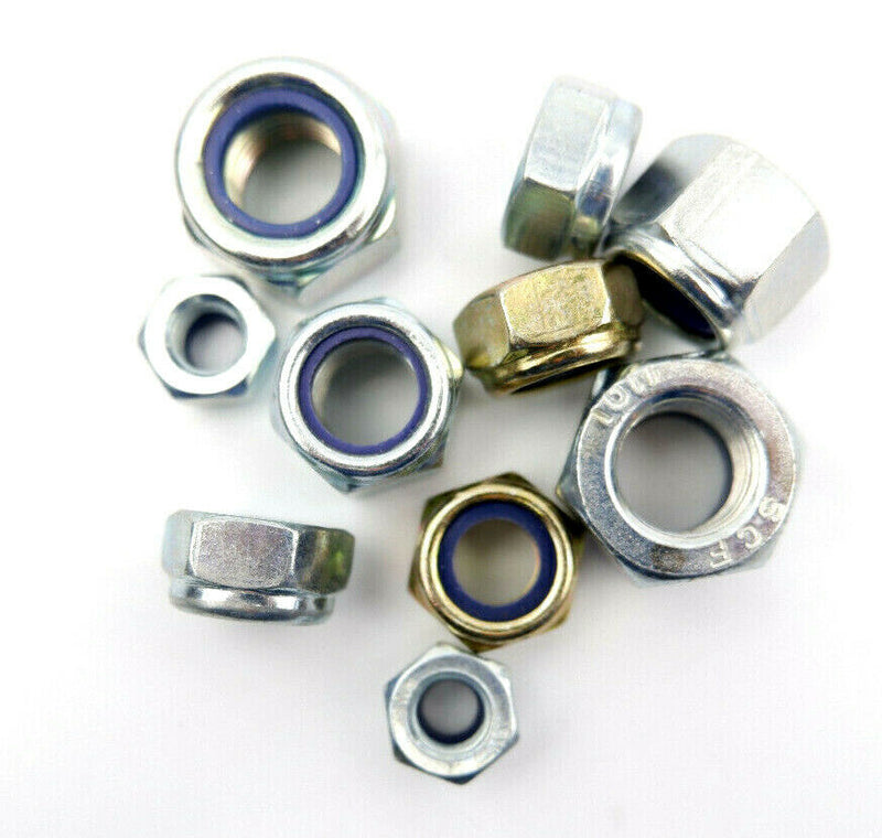 Metric Fine Extra Fine 10.9 Grade High Tensile Nyloc Nuts M8 To M24 Bright Zinc