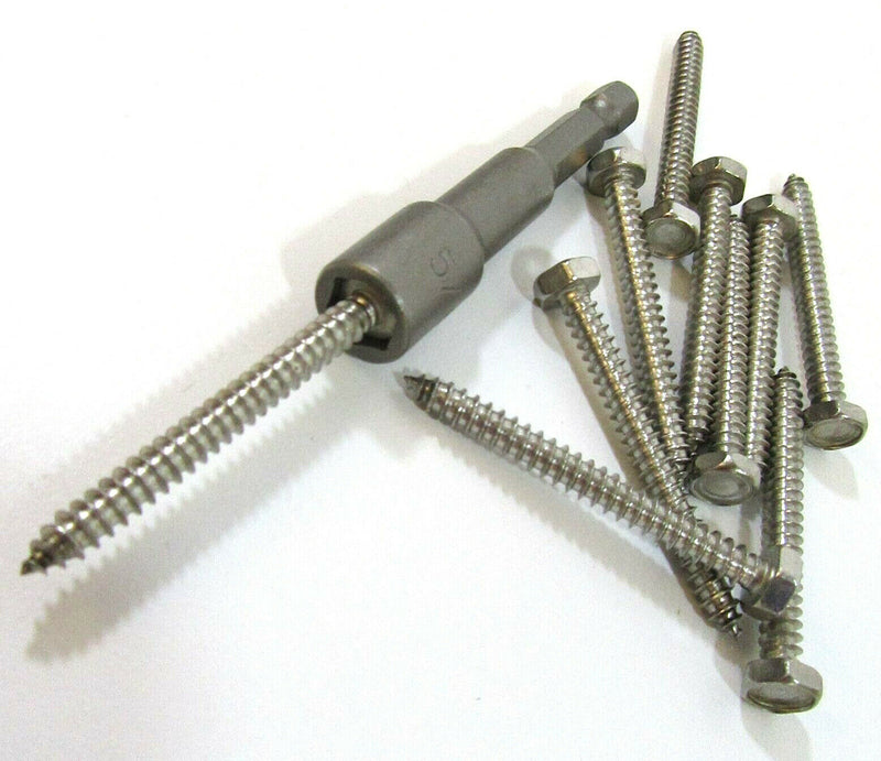 4.2mm x 45mm Hex Head Self Tappers Stainless Steel Tapping Bolt Head Driver Bit
