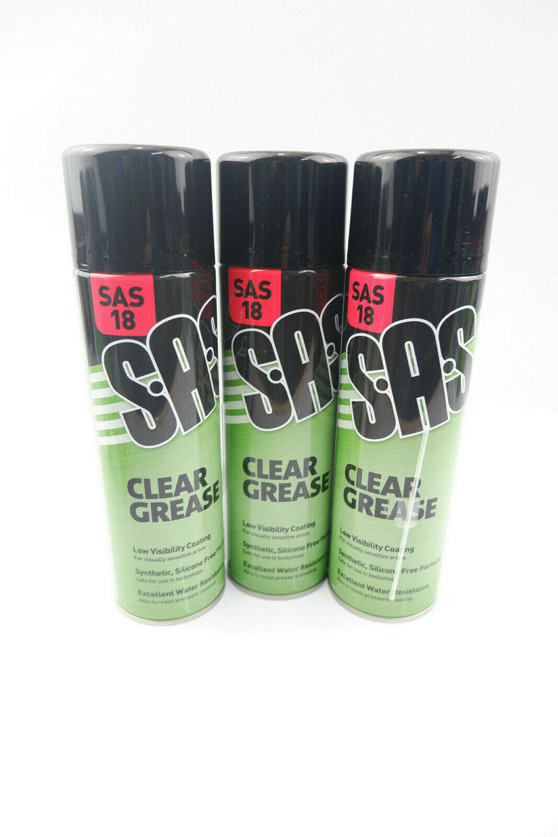 6 x S.A.S Clear Grease 500ml silicone Free, Water Resistance Low visibility