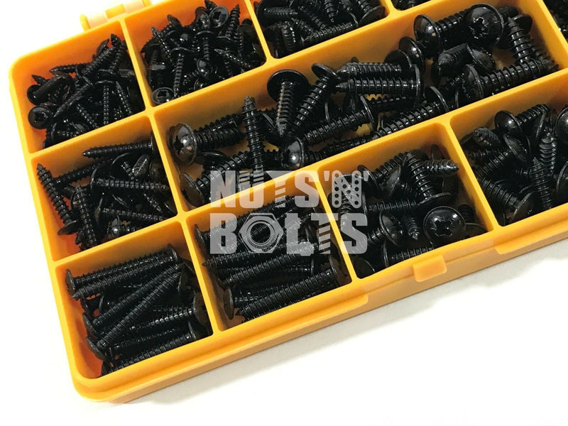 310 ASSORTED PIECE, No. 4 6 8 10 BLACK FLANGE POZI PAN SELF TAPPING SCREWS KIT