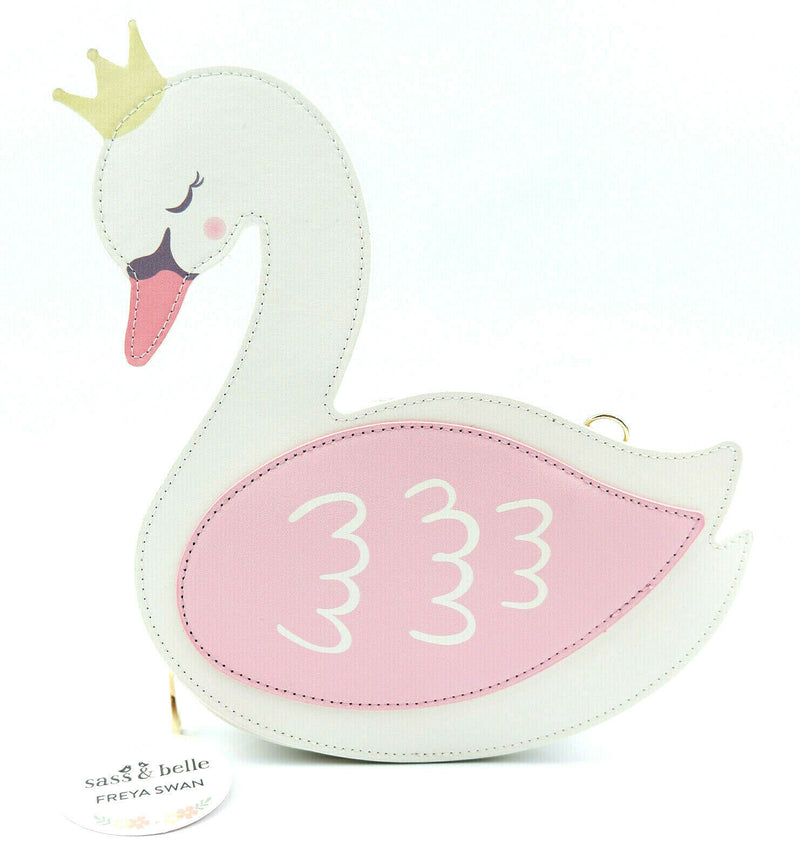 Childrens Freya Swan Cross Body Clutch Hand Little Girl Kids Pink Bag Zip Strap