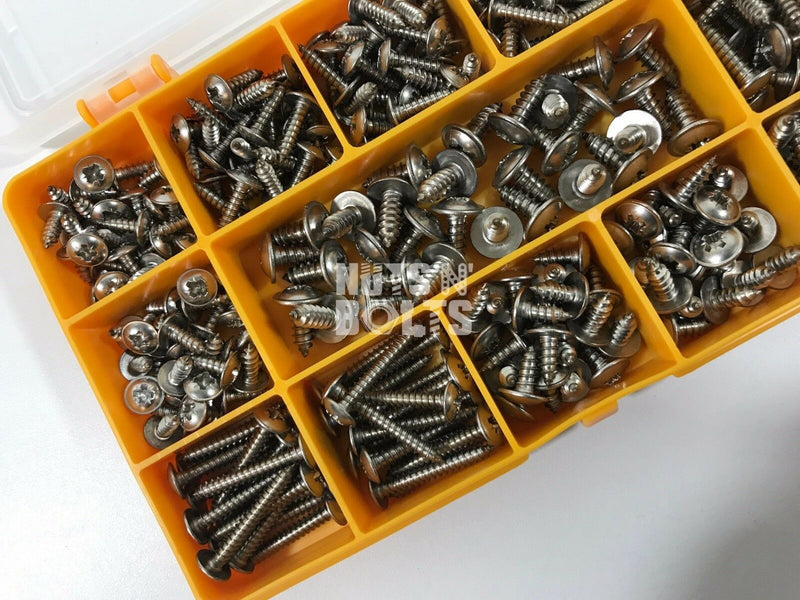 270 ASSORTED PIECE No. 6 8 10 STAINLESS FLANGE POZI PAN SELF TAPPING SCREWS KIT