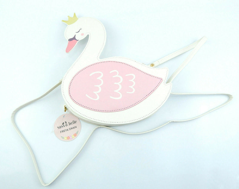 Childrens Freya Swan Cross Body Clutch Hand Little Girl Kids Pink Bag Zip Strap