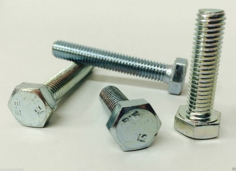 M4 M5 M6 M7 M8 Hex Head Setscrew - Hexagon Bolts BZP Zinc Plated Various Lengths