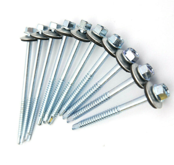 TEK SELF DRILLING SCREWS WITH SEALING WASHERS ZINC PLATED FOR METAL ROOFING CR3