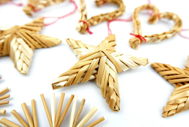 Traditional Straw Christmas Scandinavian Nordic Festive Decorations Set of 12