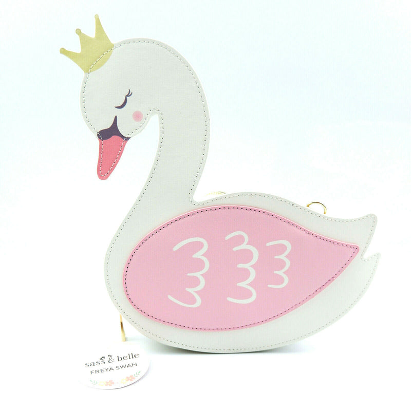 Childrens Freya Swan Cross Body Clutch Hand Little Girl Kids Pink Bag Zip Strap