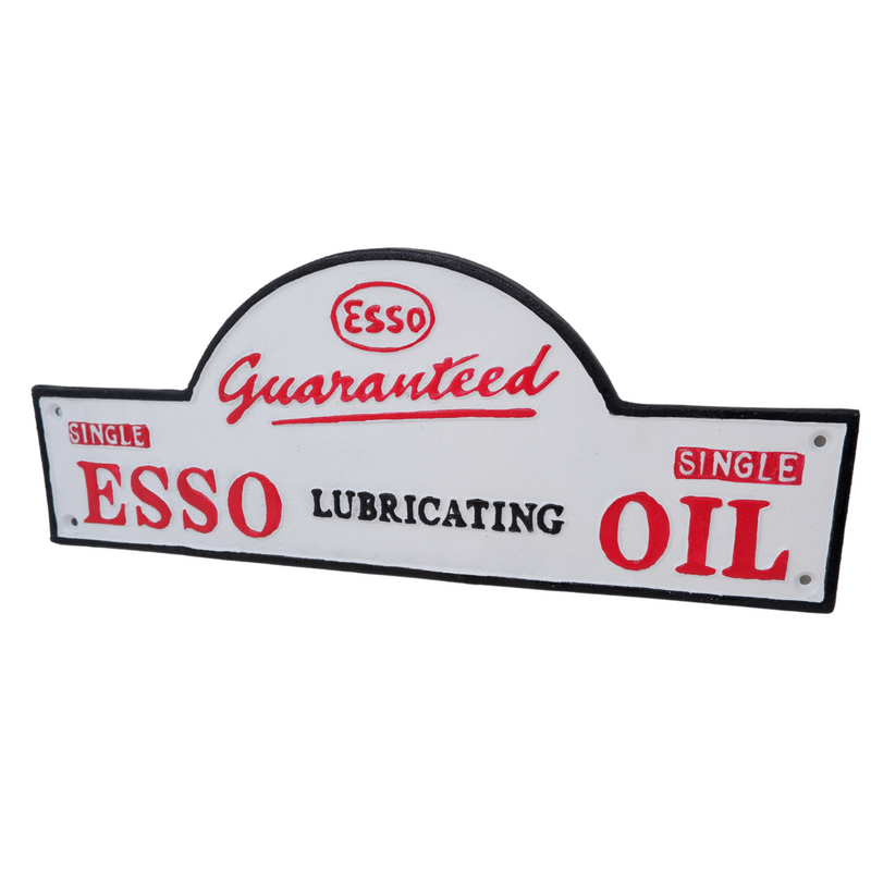 Cast Iron Domed Esso Sign Plaque Door Wall Fence Garage Petrol Workshop Esso Oil