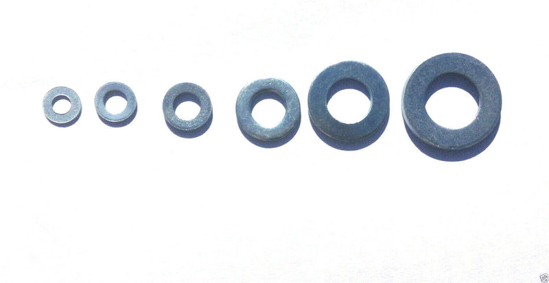 100 Pack Bright Zinc Plated Form A Flat Washer Mixed Pack M4 M5 M6 M8 M10