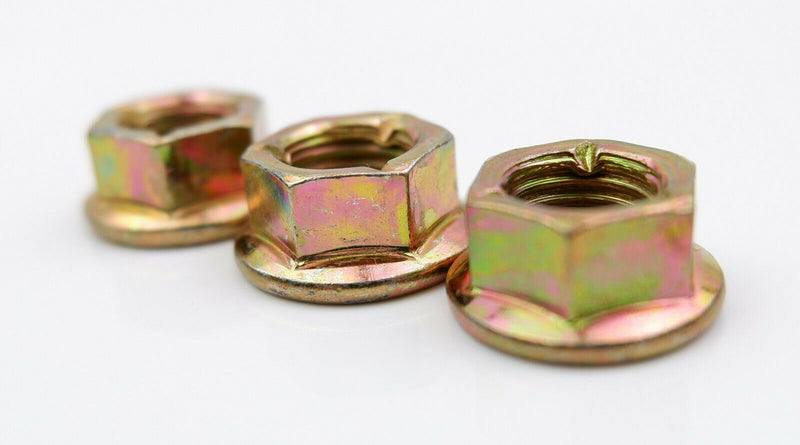 Metric Fine M10 x 1.25 Zinc Hexagon All Metal Manifold Flange Tri Lock Nuts 10.9