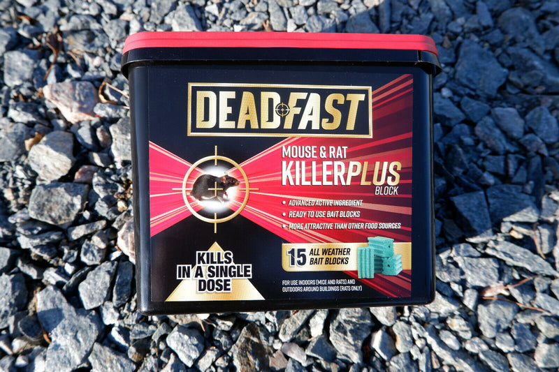 Deadfast Mouse Rat Killer Plus Poison, Paste Bait Blocks Pre Baited Station Trap