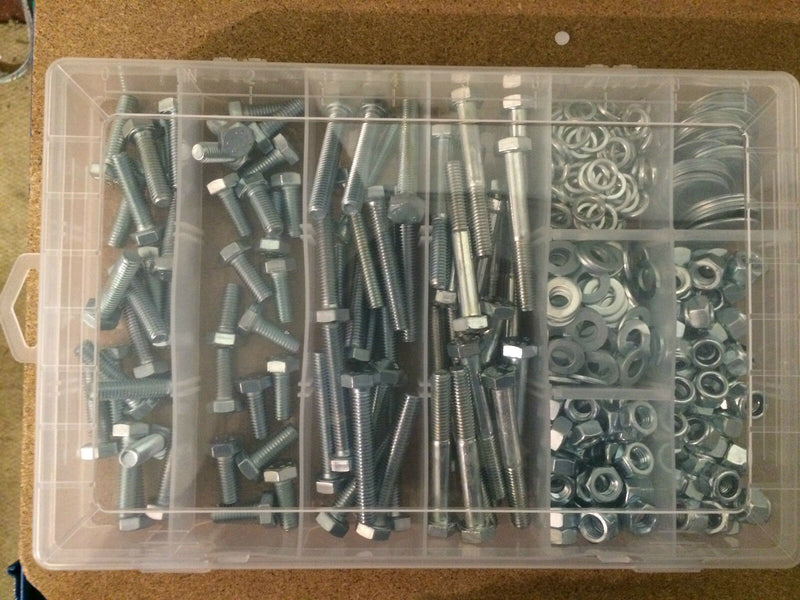 Grade 8.8 Assorted Box kit of M8 Nuts And Bolts Setscrews Bright Zinc plated