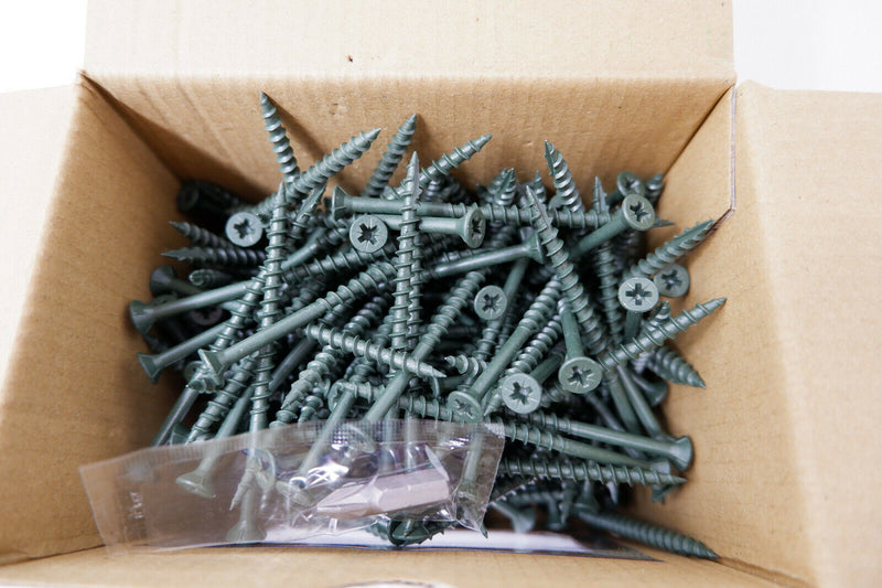 Green Decking Screws 50-75 mm Weather Treated Pozi Countersunk Fencing Fasteners