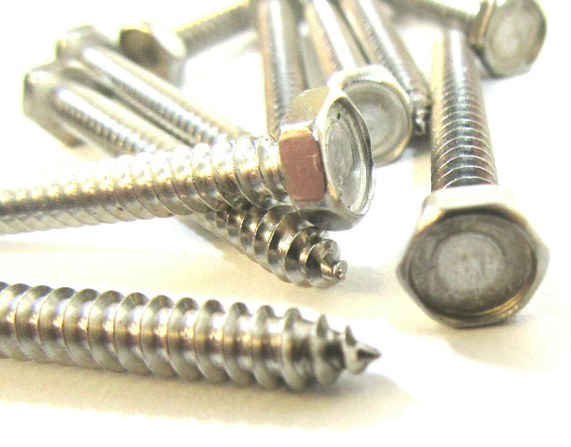 8 x 1" 3/4 Hex Head Self Tappers Stainless Steel Tapping Bolt Head Driver Bit