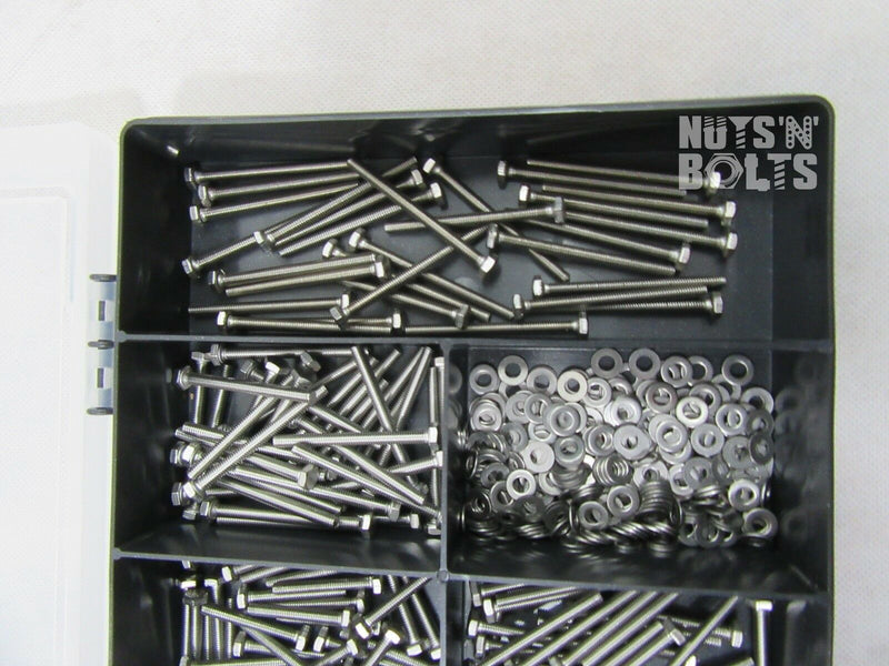 900 pcs M4 ASSORTED BOLTS NUTS AND WASHERS KIT SET A2 STAINLESS STEEL DIN 933