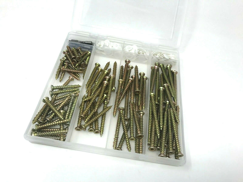 220 ASSORTED CONCRETE DOOR & WINDOW FRAME FIXING SCREWS TX30 BIT COVER CAPS KIT