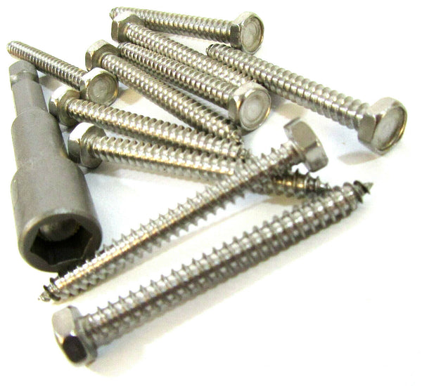 4.2mm x 45mm Hex Head Self Tappers Stainless Steel Tapping Bolt Head Driver Bit