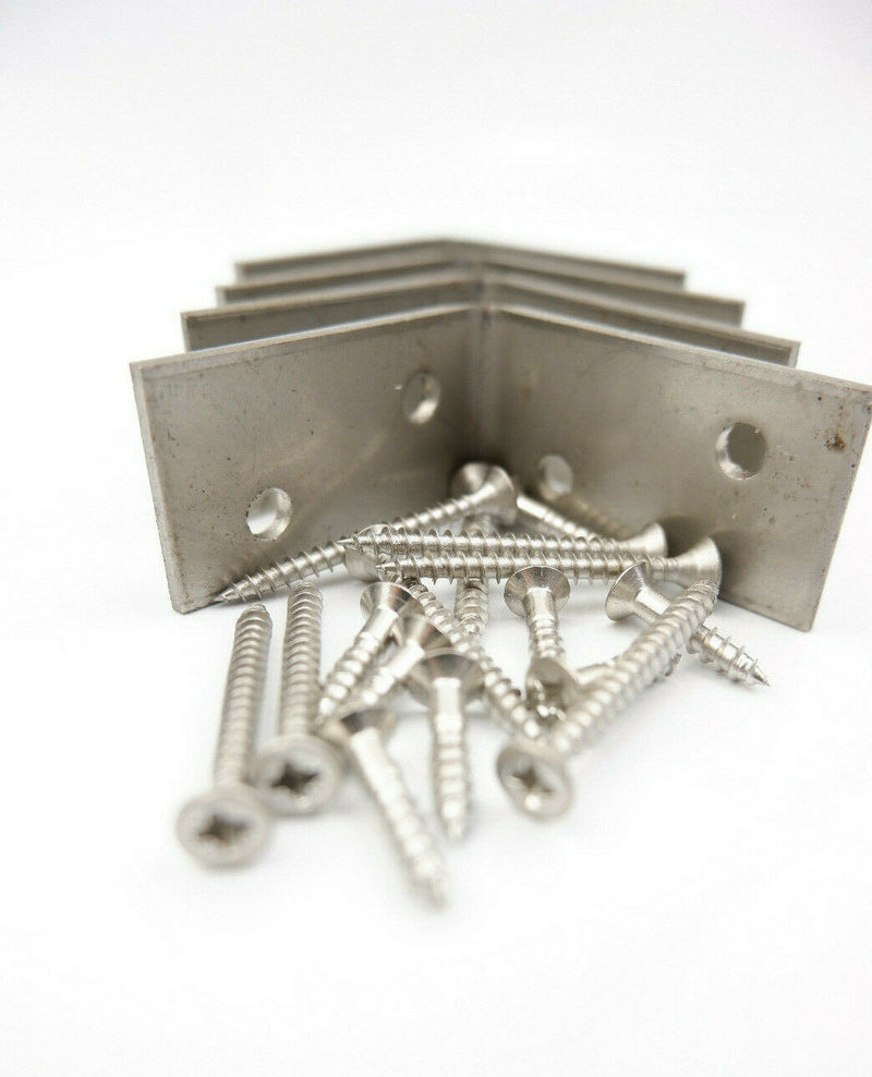 Taurus Stainless Steel Decking Handrail Bracket 50 x 50 x28mm + 16 Screws Kit