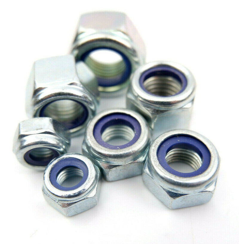 Metric Fine Extra Fine 10.9 Grade High Tensile Nyloc Nuts M8 To M24 Bright Zinc