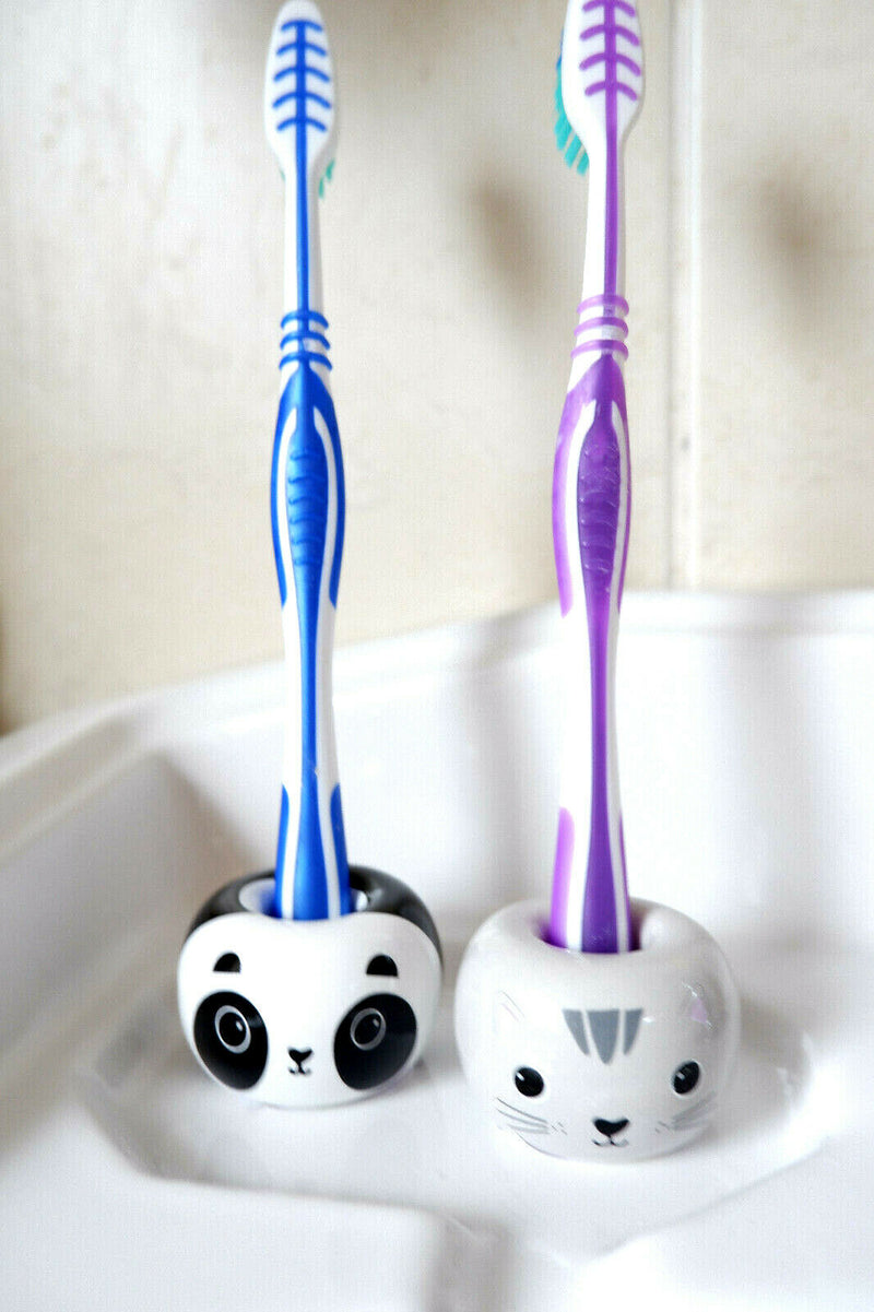 1 Cute Cat or Panda Porcelain Toothbrush Stand Holder Bathroom Pen Razor Holder