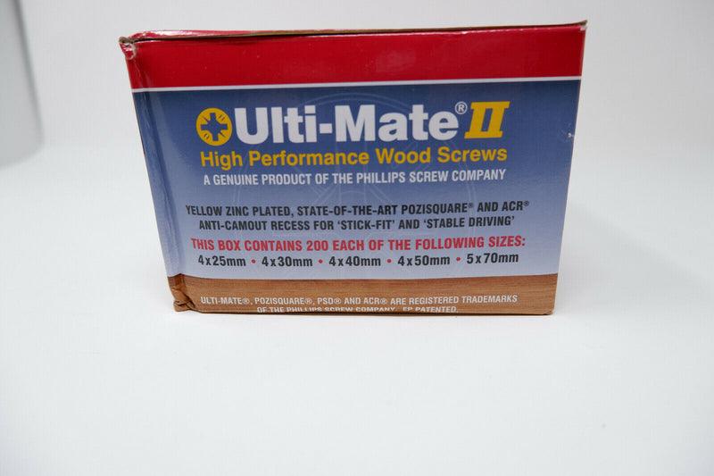 New Ulti-Mate II Stick-Fit Zinc & Yellow Plated Screw Assortment 1000 Pack, DIY