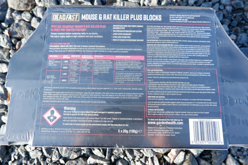 Deadfast Mouse Rat Killer Plus Poison, Paste Bait Blocks Pre Baited Station Trap