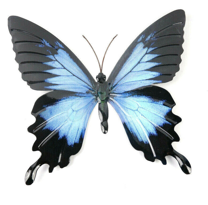 Large Metal Blue,Pink Butterfly-Garden Wall Hanging Art Ornament Indoor/Outdoor