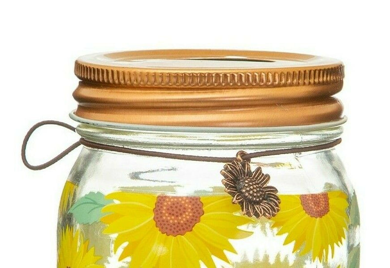 Sass & Belle Mum's Sunflower Treat Fund Glass Money Jar Bright Sunflower Design