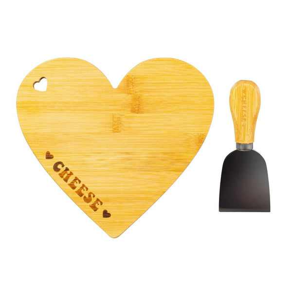 Sass & Belle Bamboo Heart Shaped Cheese Board & Knife Planet Friendly Home Decor
