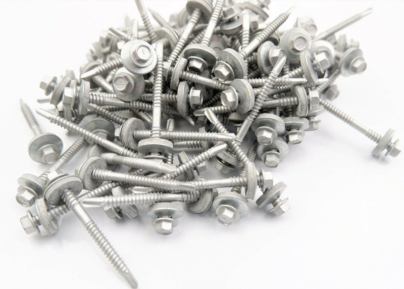 (Pack OF 100) 5.5 x 65mm Tech Screws for roofing & cladding self drill tek screw