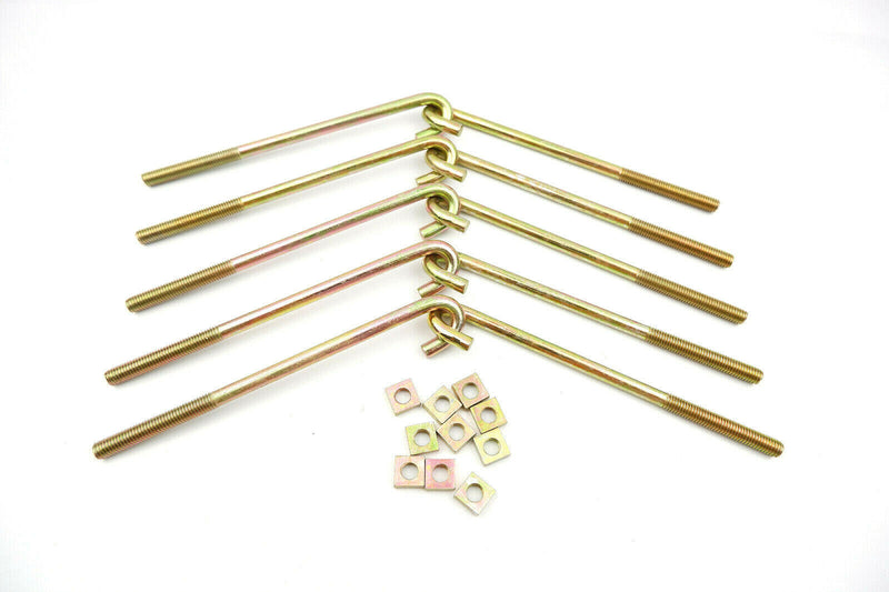 Pack of 10, M8 x 140mm J Bolts, Hook Bolts, Roofing Bolts & Nuts, Threaded 50mm