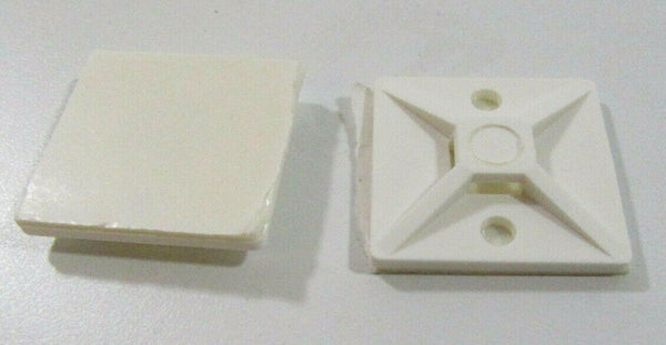 28mm x 28mm SELF ADHESIVE STICK ON CABLE TIE WIRE BASE MOUNTS WHITE