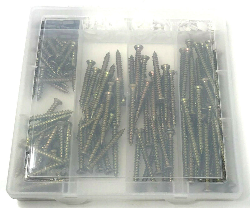 220 ASSORTED CONCRETE DOOR & WINDOW FRAME FIXING SCREWS TX30 BIT COVER CAPS KIT