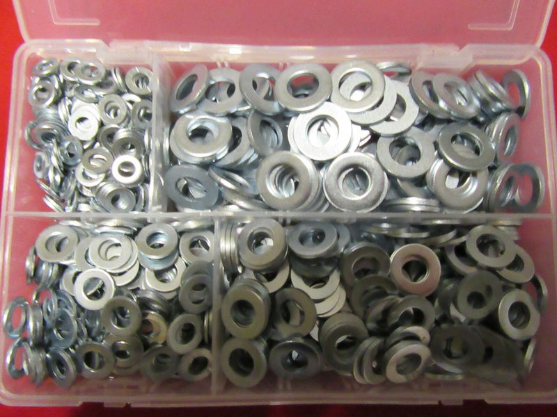 1,070 Piece M6 M8 M10 Assortment Kit box of Form A Thick Zinc Washers 6 8 10 mm