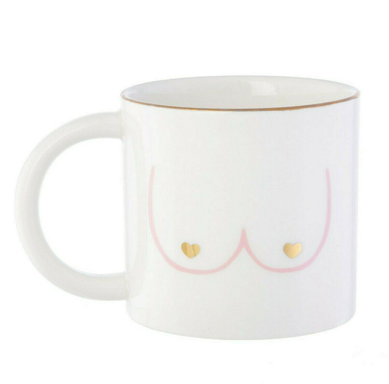 Sass & Belle Girl Power Boobie Gold Ceramic Mug Gift Boxed 315ml Coffee Tea Cup