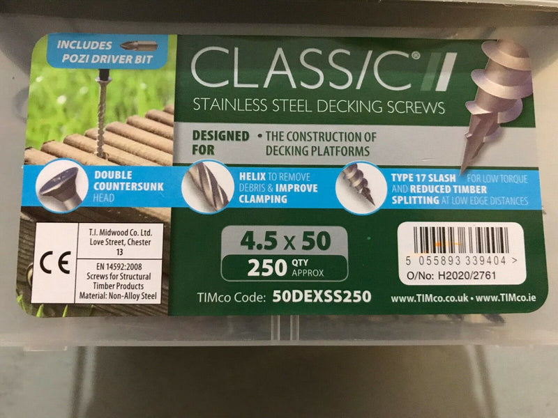 TIMCO IN-DEX STAINLESS STEEL Cross Recess Decking Screws - Various Sizes
