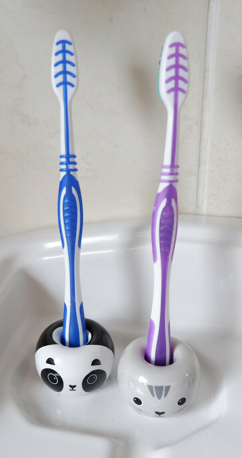 1 Cute Cat or Panda Porcelain Toothbrush Stand Holder Bathroom Pen Razor Holder