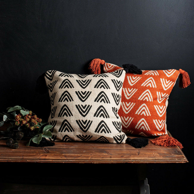 Sass & Belle Black and White Triangles Block Print Plush Cushion Chair