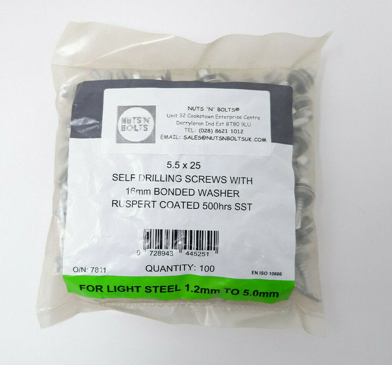 6.3 x 22 Hex Head STITCHING Roofing TEK Screws For LIGHT SECTION STEEL 100 BIT R