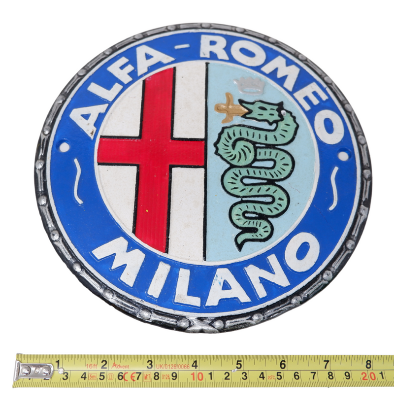 Cast Iron Alfa Romeo Milano Serpent Car Logo Plaque Wall Sign Garage Vintage