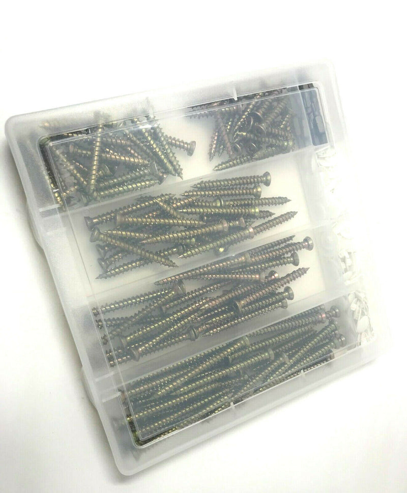 220 ASSORTED CONCRETE DOOR & WINDOW FRAME FIXING SCREWS TX30 BIT COVER CAPS KIT