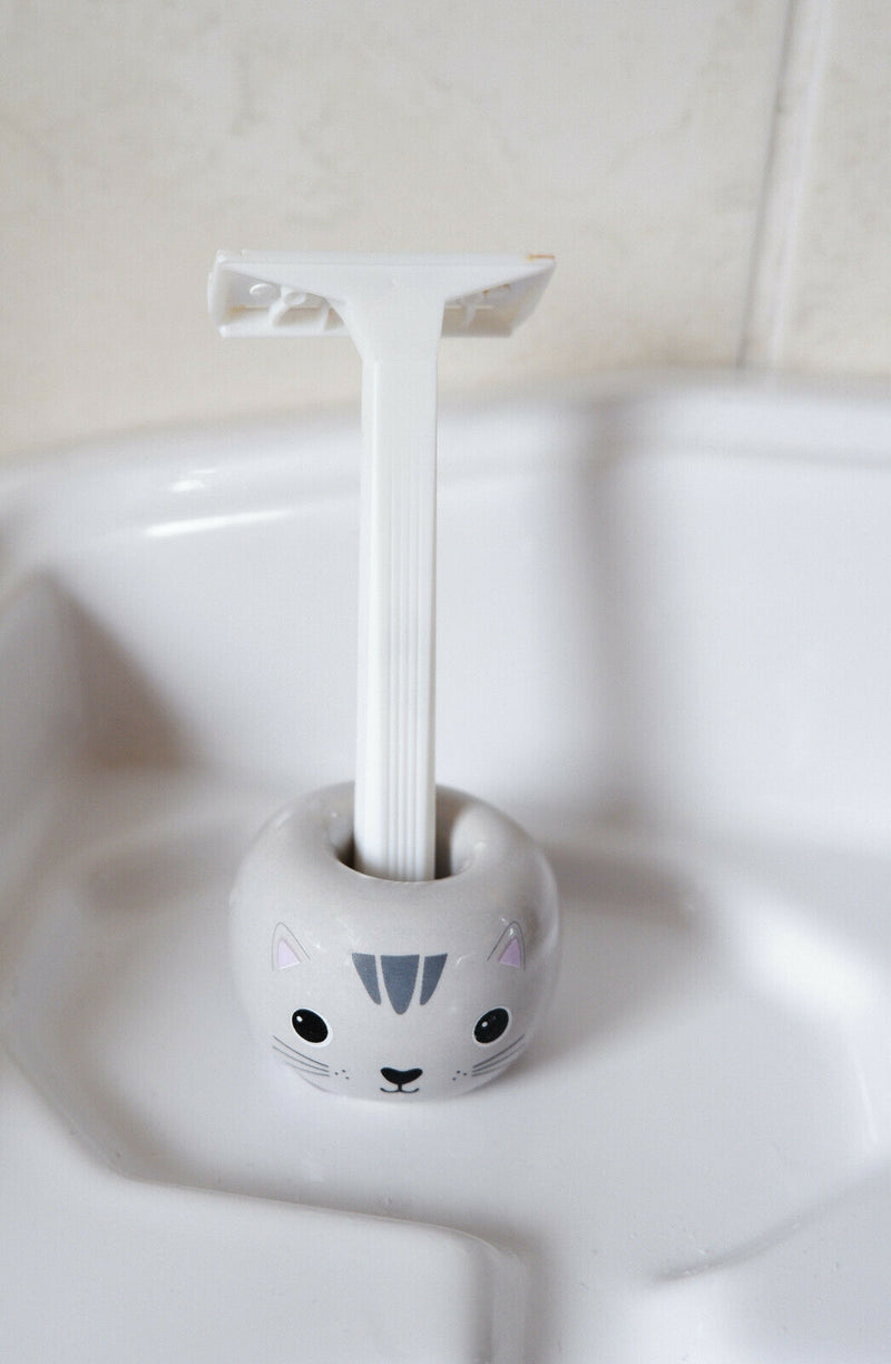1 Cute Cat or Panda Porcelain Toothbrush Stand Holder Bathroom Pen Razor Holder