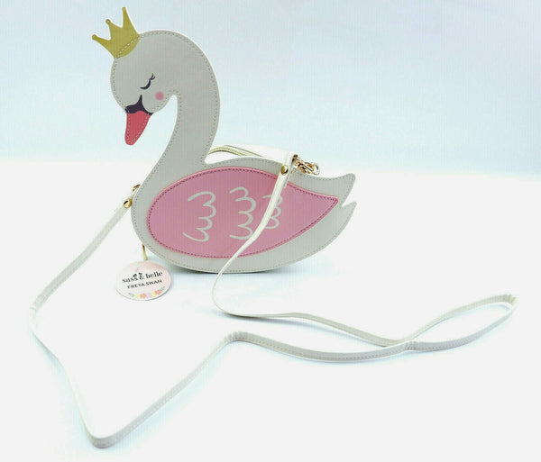 Childrens Freya Swan Cross Body Clutch Hand Little Girl Kids Pink Bag Zip Strap